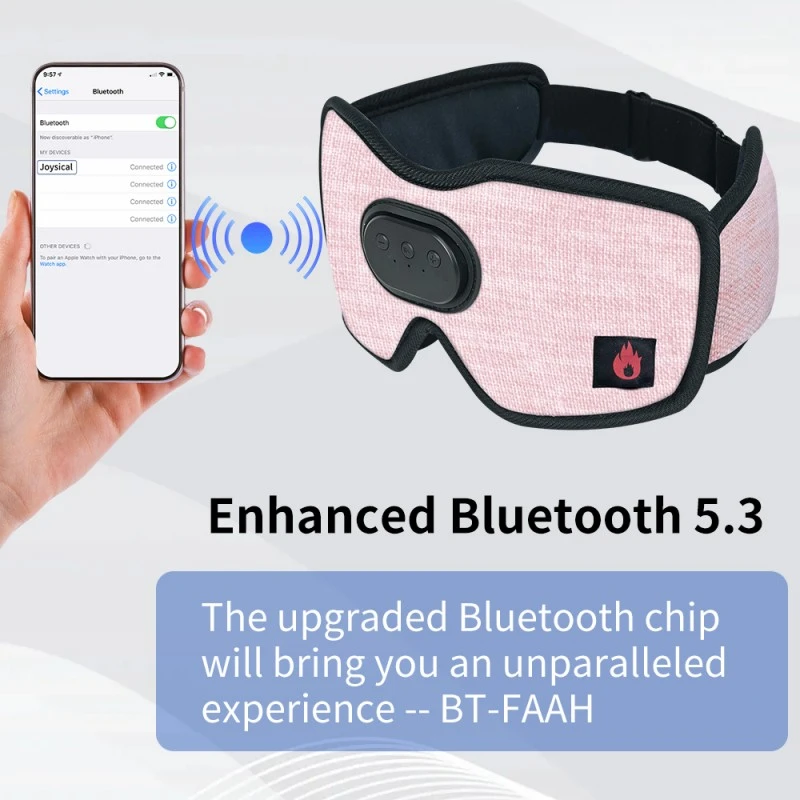 Heated Bluetooth Sleep Eye Mask Sleep Headphones Flax Grey